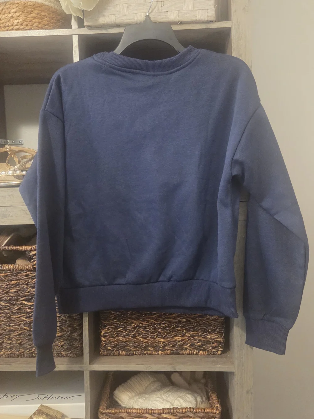 iris Navy Crewneck Sweater with Gold Crest